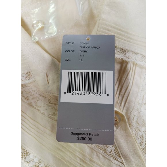 NWT Austin Reed Cream Linen Embroidered Lace Blouse Shirt Cottagecore sz 12 - Picture 10 of 11